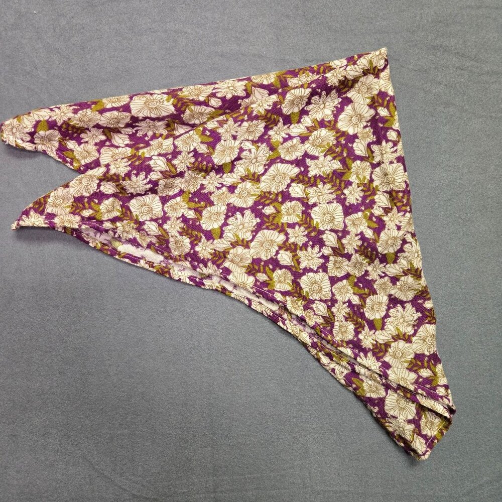 Milkbarn Floral Print Organic Bamboo Muslin‎ Burp Cloth Purple & Cream - Picture 2 of 5
